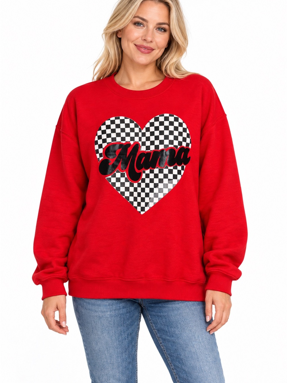 Gildan Size XL Red 'Mama' Heart Graphic Crewneck Sweatshirt